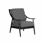 Modern armchair with black frame grey upholstery 