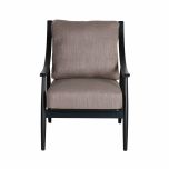 Modern armchair with black frame grey upholstery 
