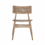 wooden dining chair with wooden seat and rattan back 