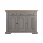 grey painted sideboard with wooden top
