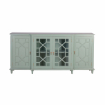 painted green sideboard with 2 glass doors 