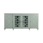 painted green sideboard with 2 glass doors
