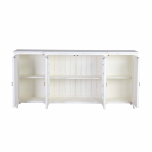 white distressed sideboard with 2 glass doors
