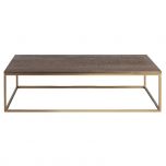 Lillian coffee table with gold base and antique weathered top