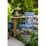 Blue pvc outdoor cross back chairs
