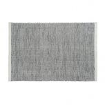 Block & Chisel white/black wool rug with white trim