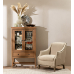 Vera Armchair in cream linen and studded trim detail
