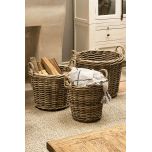 Kubu weave round basket with handles