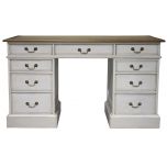 Block & Chisel weathered oak pedestal desk with antique white base