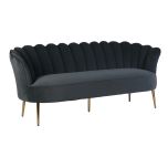 marina scalloped shape back in grey with high armrest sofa