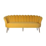 3 seater upholstered sofa in velvet mustard