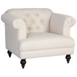 Block & Chisel cream velvet upholstered occasional chair with rubber wood legs