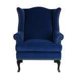 blue velvet wingback with stud detail