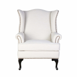 upholstered wingback in cream with stud detail 
