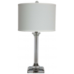 Block & Chisel table lamp with white linen shade and crystal base