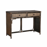 dark brown cane console with 2 drawers