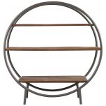 Block & Chisel round bookshelf with wooden shelves and iron frame