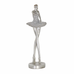 Silver ballerina statue decor with faux diamonds