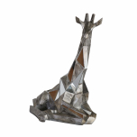 glass silver large statue of sitting giraffe