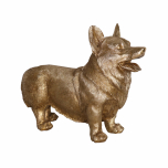 Golden corgi dog statue