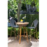 Block and chisel teak bar table