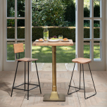 Killian Bar Table with brass stand and wooden top