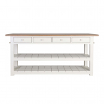 Block & Chisel kitchen island with weathered oak top and white base