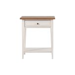 Block & Chisel weathered oak pedestal with an antique white base