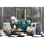 DOROTHY OCCASIONAL CHAIR in Beige fabric with tufted details and wooden legs