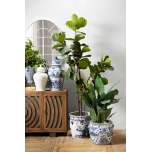 Blue and white ceramic planter