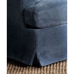 blue chenille upholstered slipcover chair 