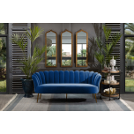 3 Seater scalloped back sofa in navy