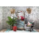 blue distressed painted chinese cabinet with 2 doors