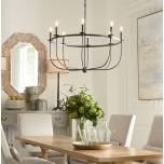 Wrought iron hanging chandelier 6 light Bramble Collection 