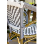 Grey and white synthetic arm chair
