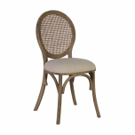 block and chisel dining chair with rattan back and linen seat