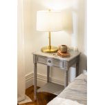 Block and chisel french style bedside table with shelf 
