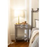 Block and chisel french style bedside table with shelf 