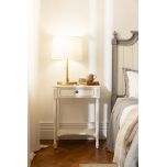 Block and chisel french style bedside table with shelf 