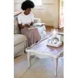 Block and chisel french style coffee table with drawer