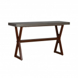 Concrete topped console with wooden cross legs