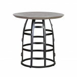 Round metal frame side table with stone top