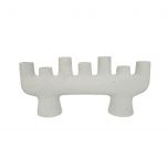 Block and chisel white ceramic candle holder 