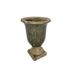 Block and chisel cement green urn
