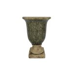 Block and chisel cement green urn