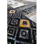 destinty rug in black with mustard diamond 