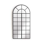 Black arched window pane mirror