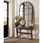 Block & Chisel cathedral style mirror with black iron frame