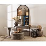 Concrete topped console with wooden cross legs