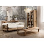 deconstructed chesterfield style sofa with wooden frame